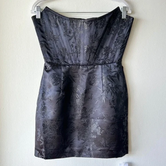 SAU LEE Janet Jacquard Mini Dress Strapless Chinese Corset Bustier Party Dress - Picture 13 of 16